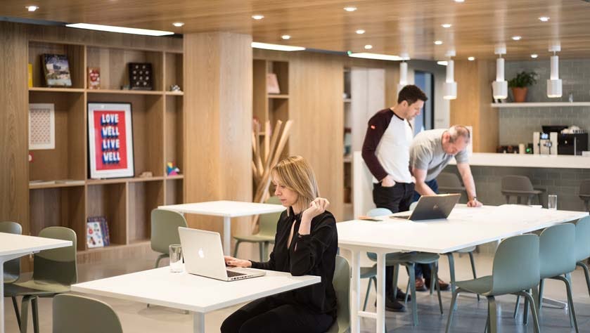People working in a flexible workspace