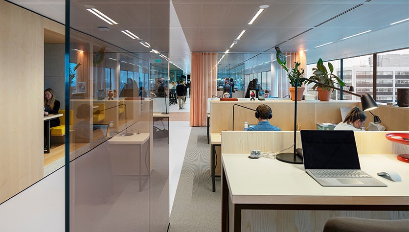 people working in an open space