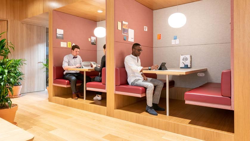 Booths in a coworking space